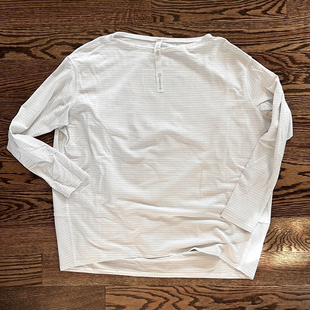 Lurex striped Lulu lemon LS white top